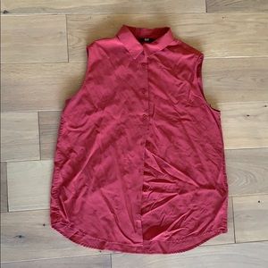 Red sleeveless button up